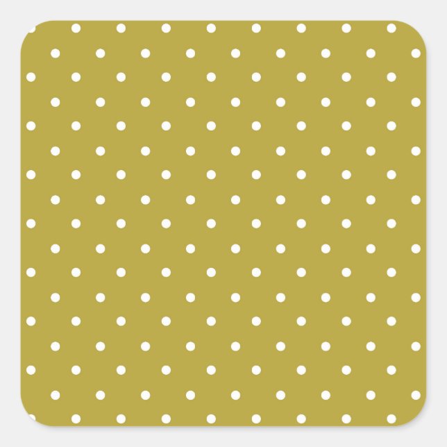 Sticker Carré  Mustard yellow white polka dots pattern  (Devant)