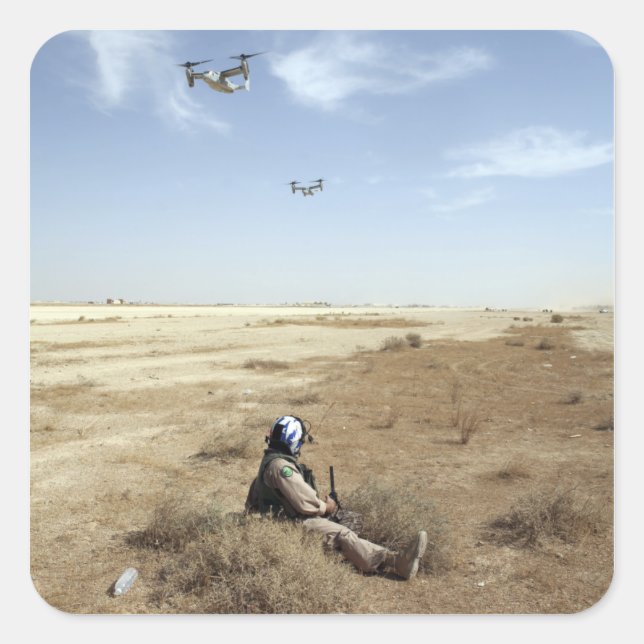 Sticker Carré MV-22B Ospreys survolent les hôpitaux de la marine (Devant)