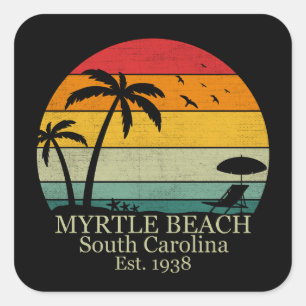 Sticker Carré Myrtle Beach Caroline du Sud vintage
