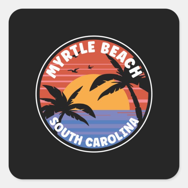 Sticker Carré Myrtle Beach Sunset Caroline du Sud (Devant)
