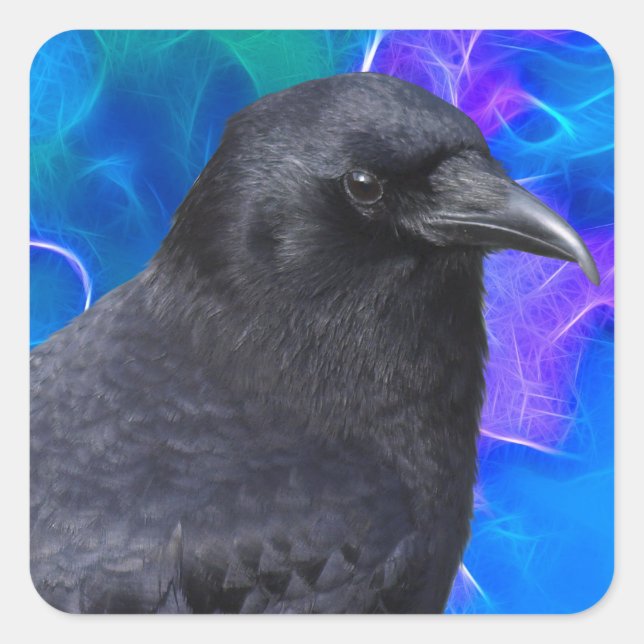 Sticker Carré Mystic Raven Portrait Celtic Pagan Art (Devant)