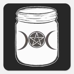 Sticker Carré Mystical Magic Moons Mason Jar Halloween Party