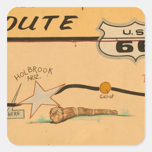 Sticker Carré NA, USA, Arizona, Holbrook Route 66 road mural (Devant)