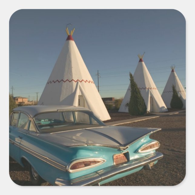 Sticker Carré NA, USA, Arizona, Holbrook Route 66, Wigwam (Devant)