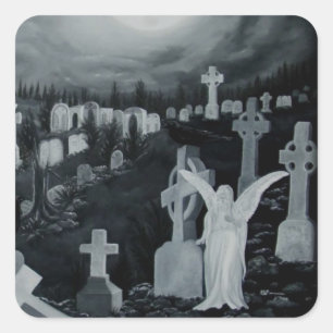 Sticker Carré Nachts auf dem Friedhof - Engel