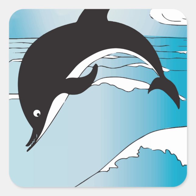 Sticker Carré Nager Avec Les Dauphins (Devant)