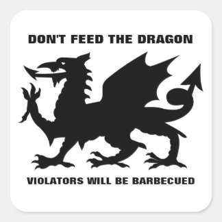 Sticker Carré N'alimentez pas l'autocollant Dragon