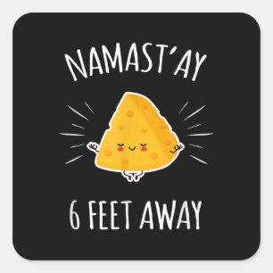 Sticker Carré Namastay À 6 Mètres Kawaii Cute Cheese Yoga Lover