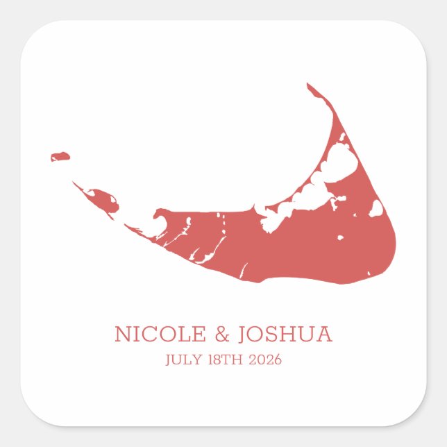 Sticker Carré Nantucket Island Mariage Nantucket Rouge (Devant)