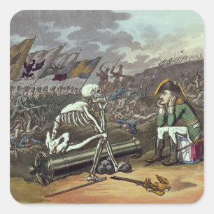 Sticker Carré Napoléon et squelette, 18e