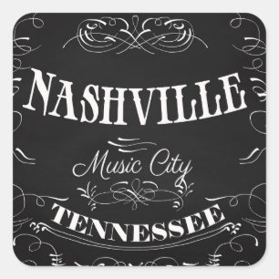 Sticker Carré Nashville, Tennessee - ville de musique