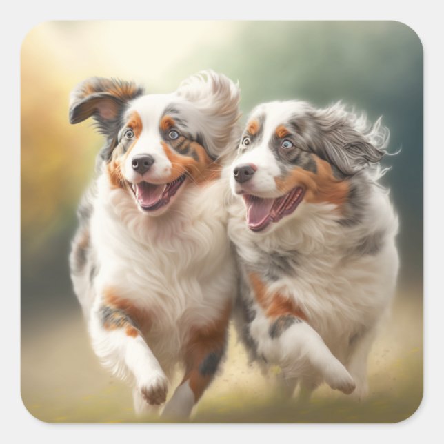 Sticker Carré National Australian Shepherd Day, Chien australien (Devant)