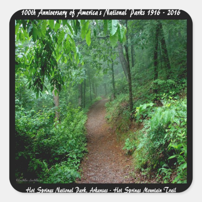 Sticker Carré National Park Anniversary Hot Springs Mt Trail (Devant)