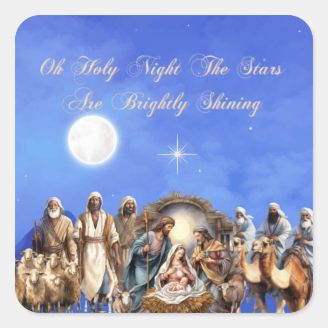 Sticker Carré Nativité Starlit : Oh Holy Night (Devant)