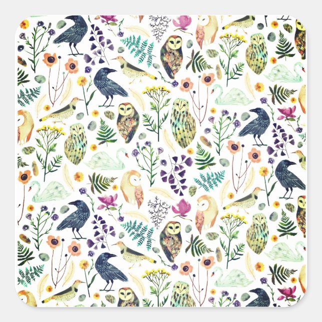 Sticker Carré Nature-Inspired Botanical Pattern Decorative Throw (Devant)