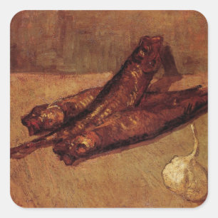 Sticker Carré Nature morte Bloaters et ail par Vincent van Gogh