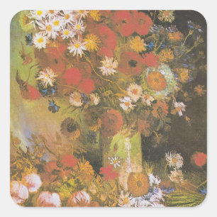 Sticker Carré Nature morte florale de Van Gogh Coquelicots et ro