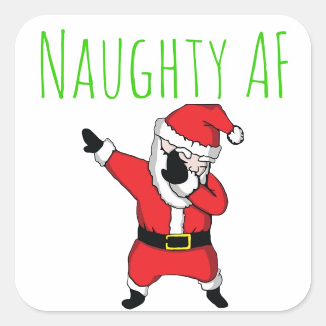 Sticker Carré Naughty AF Dabbing Père Noël Joyeux Noël (Devant)