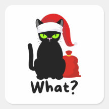 Naughty Chat noir portant le chapeau du Père Noël