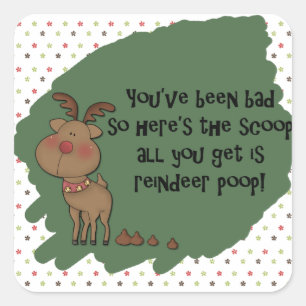 Sticker Carré Naughty Funny Christmas Reindeer Poop Don Dit