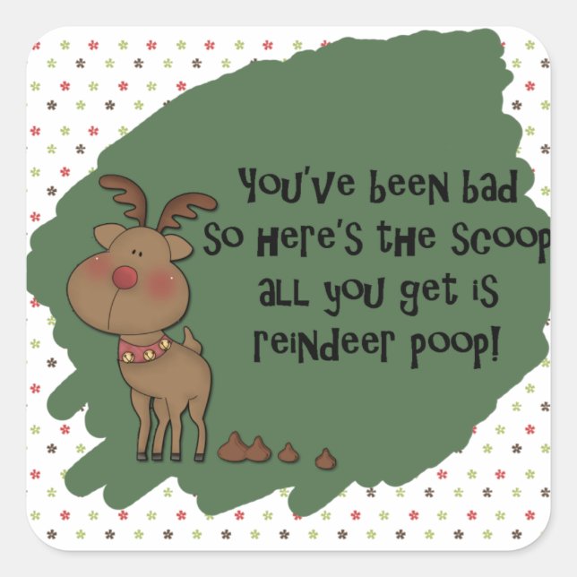 Sticker Carré Naughty Funny Christmas Reindeer Poop Don Dit (Devant)