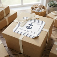 Nautical Navy Bleu Blanc Rayure Ancre Baby Shower