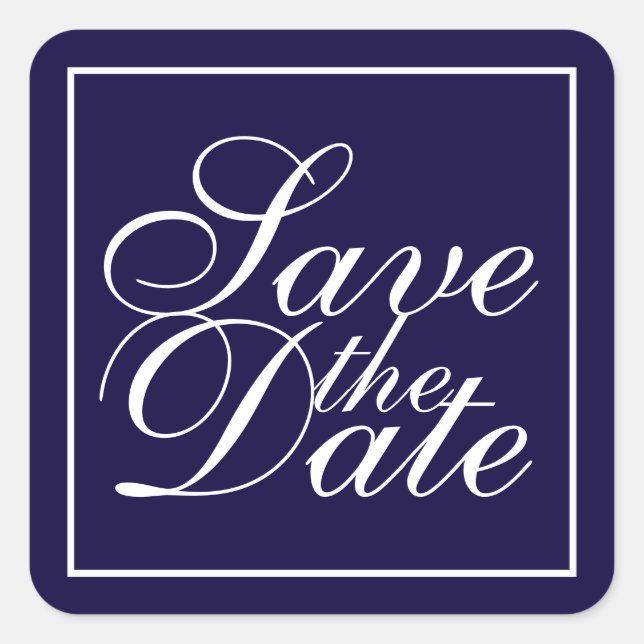 Sticker Carré Nautical Navy Blue Elegant Wedding Enregistrer la  (Devant)