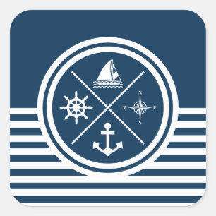Sticker Carré Nautical themed design