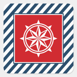 Sticker Carré Nautical themed design