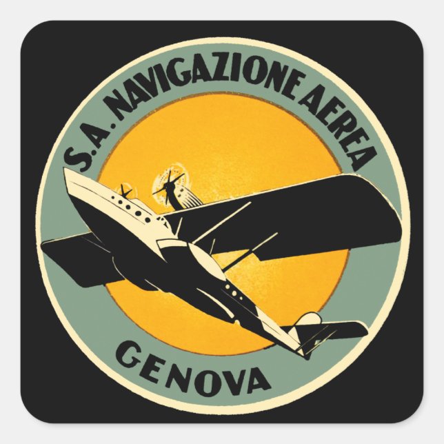 Sticker Carré Navigazione Aerea ~ Genova (Devant)