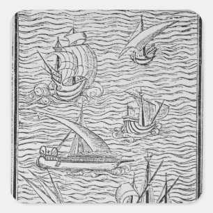 Sticker Carré Navires des premiers navigateurs espagnols