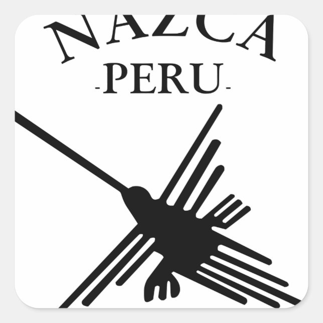 Sticker Carré Nazca Pérou Colibri Avec Texte Courbé (Devant)