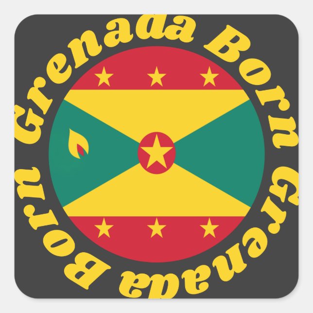 Sticker Carré Né à Grenade | Drapeau Grenadien mignon et texte j (Devant)