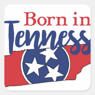 Sticker Carré Né dans Tennessee State Symbols Volunteer State