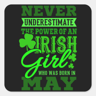 Sticker Carré NÉ EN MAI Anniversaire Irlandaise Fille Femme Mam