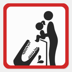 Sticker Carré Ne pas nourrir sa fille au Zoo du Crocodile