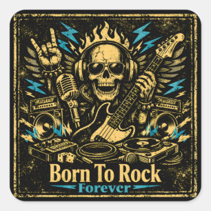 Sticker Carré Né pour le Rock – Fierté de l'ADN de la musique ro