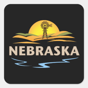 Sticker Carré Nebraska États-Unis d'Amérique