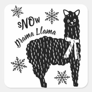 Sticker Carré Neige d'hiver Pas de drame Llama