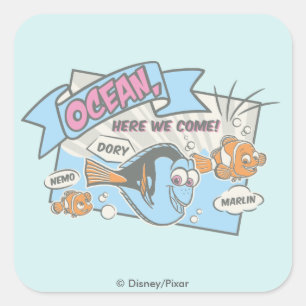 Sticker Carré Nemo, Dory et Marlin  Océan ici nous venons