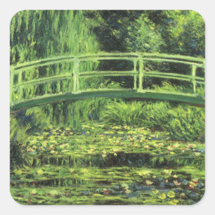 Sticker Carré Nénuphars blancs par Claude Monet, Art Vintage