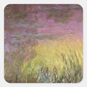 Sticker Carré Nénuphars de Claude Monet   au coucher du soleil