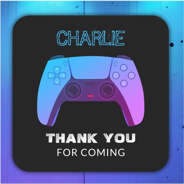 STICKER CARRÉ NEON GAMER CONTROLLER NIVEAU HAUT (Créateur téléchargé)