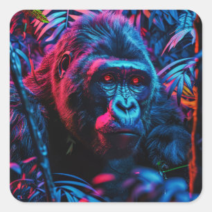 Sticker Carré Neon Gorilla