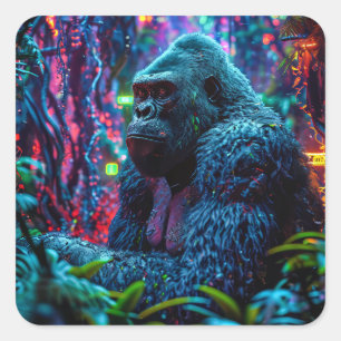 Sticker Carré Neon Gorilla