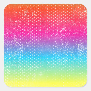 Sticker Carré Neon grunge rainbow design