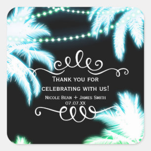 Sticker Carré Neon Jouant Palm Trees Plage Fête été