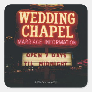 Sticker Carré Neon Mariage Chapelle Connexion Las Vegas, USA