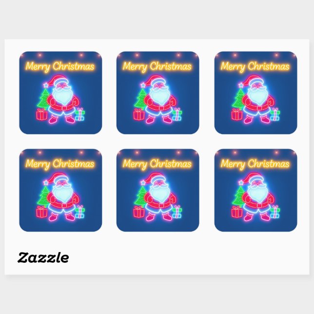 Sticker Carré Neon Modern Christmas Holiday Collection (Feuille)