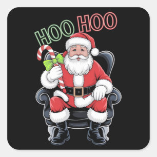 Sticker Carré Neon Red Green Santa Claus dit Hoo Hoo